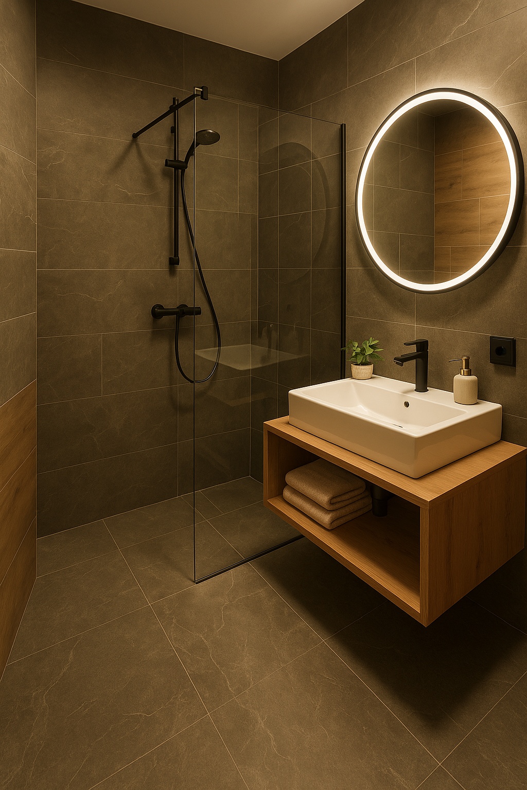 Badezimmer mit Dusche im Alpine Apartment im Mountain Home Alpendorf